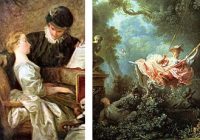 Галантные картины Ж.О. Фрагонара - "Урок музыки" и "Качели". Направления взглядов обоих кавалеров более чем красноречивы.